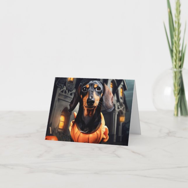 Dackel Halloween Card Karte (Vorderseite)