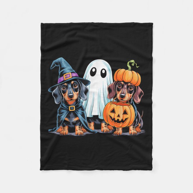 Dackel Halloween Funny Dackel Dog Pumpkin Weeni Fleecedecke (Vorderseite)