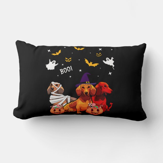 Dackel Halloween Hund Lover Lendenkissen (Vorderseite)