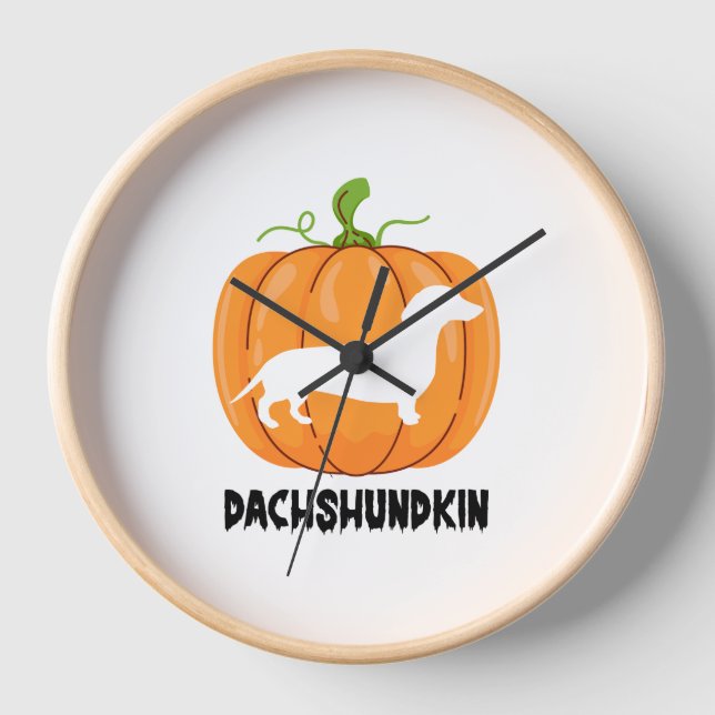Dackel Halloween Hund Uhr (Vorderseite)