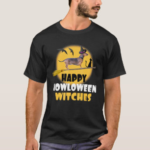 Dackel Halloween Rides Shotgun Dog Fliegen W T-Shirt