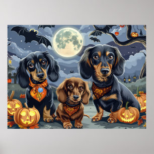 Dackel Halloween Spooky Poster