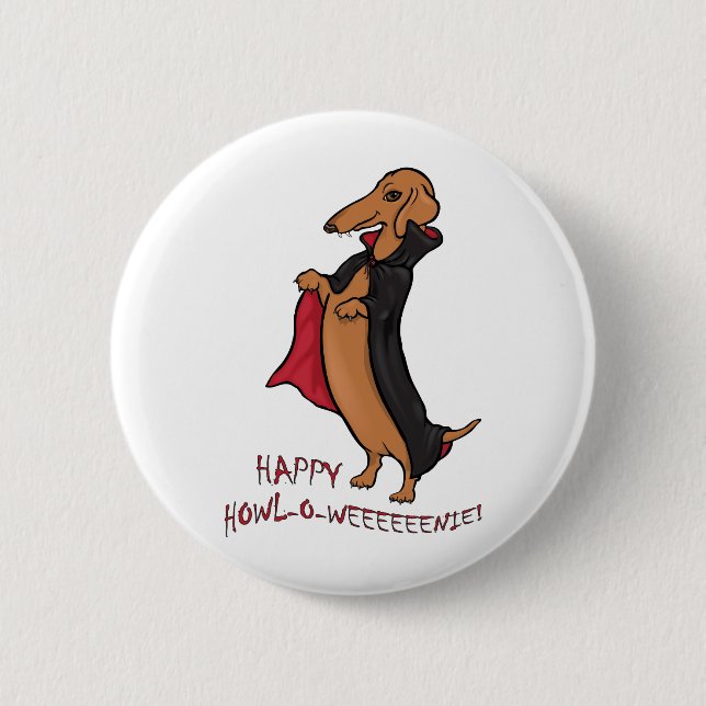 Dackel-HalloweenVampire Button (Vorderseite)