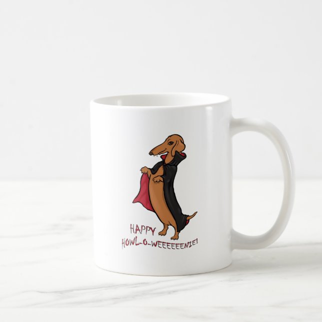 Dackel-HalloweenVampire Kaffeetasse (Rechts)