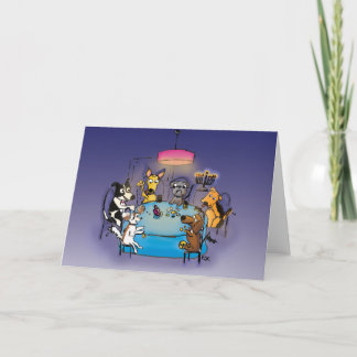 Dackel Hanukkah Card! Hunde spielen Driedel! Karte
