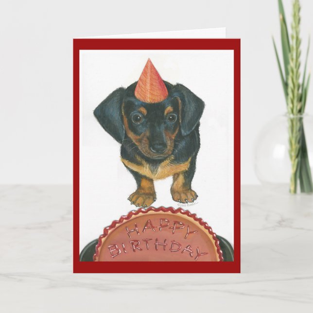 Dackel Happy Birthday Card Karte (Vorderseite)