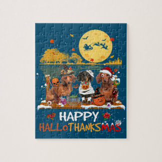 Dackel Happy Hallothanksmas Halloween Thanksgiv