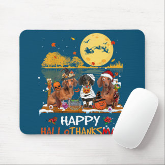 Dackel Happy Hallothanksmas Halloween Thanksgiv Mousepad