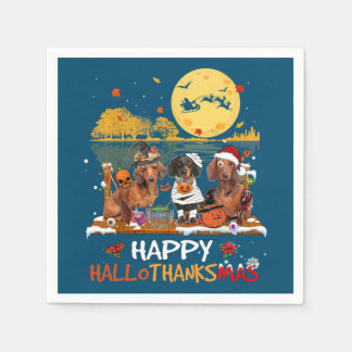Dackel Happy Hallothanksmas Halloween Thanksgiv Serviette