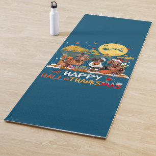 Dackel Happy Hallothanksmas Halloween Thanksgiv Yogamatte