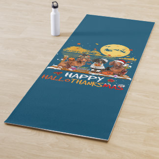 Dackel Happy Hallothanksmas Halloween Thanksgiv Yogamatte