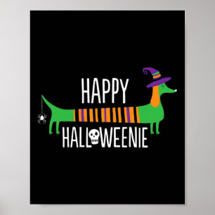 Dackel Happy Halloweenie Niedlicher Hund Halloween Poster