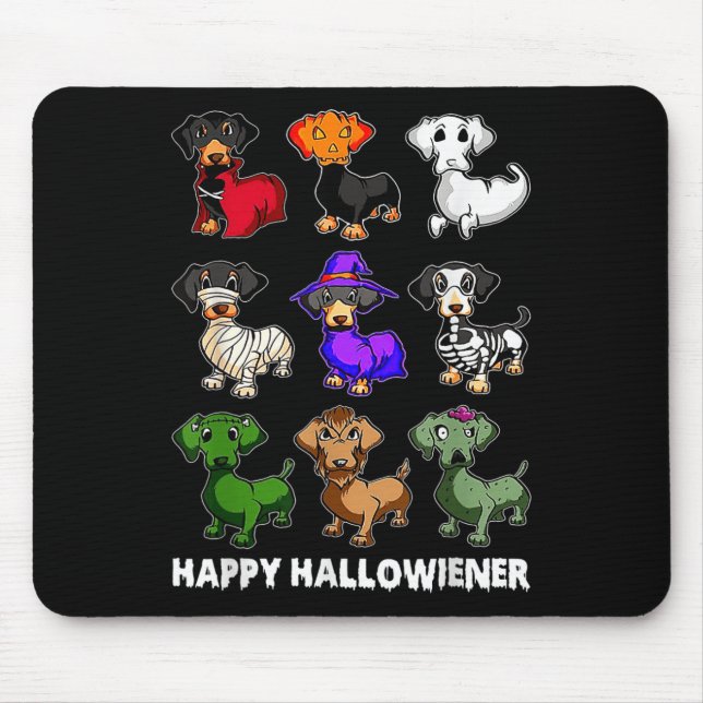 Dackel Happy Halloweiner Fun Halloween Hunde Lov Mousepad (Vorne)