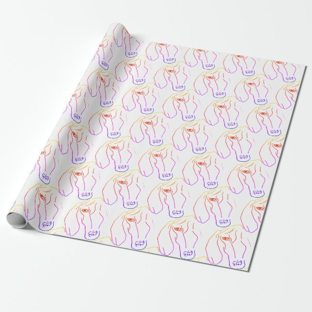 Dackel Head, Art Zeichnend Paper Geschenkpapier (Ungerollt)