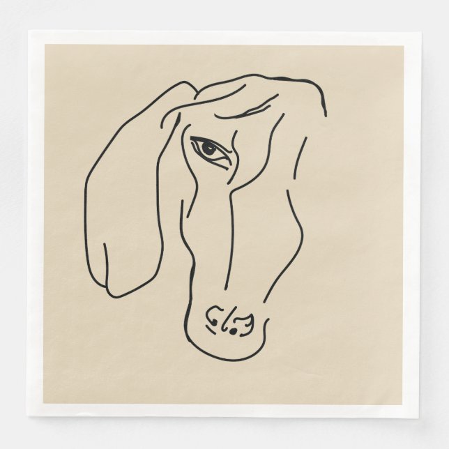 Dackel Head, Art Zeichnend Paper Napkin Serviette (Vorderseite)