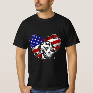 Dackel Heart American Flag 4. Juli Hunde Liebe T-Shirt