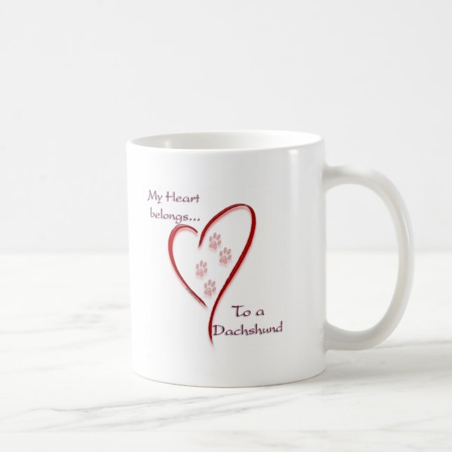 Dackel Heart Belongs Kaffeetasse (Rechts)