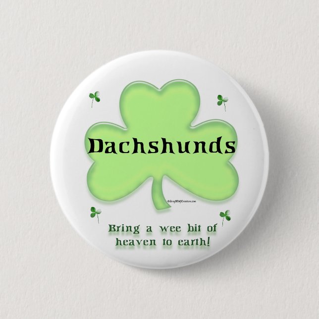 Dackel Heaven; St. Patrick's Day Dackel Button (Vorderseite)