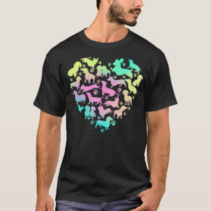 Dackel Herz Farbige Dackel Wurst Hunde Valent T-Shirt