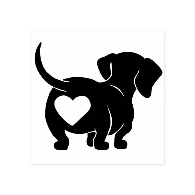 Dackel Herz unterste Briefmarke der Holzkunst Gummistempel (Prägung)