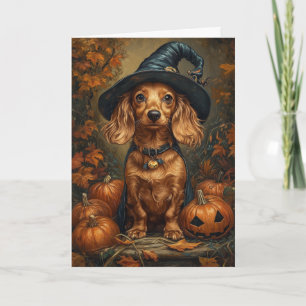 Dackel Hexe Halloween Feiertagskarte