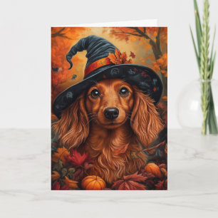 Dackel Hexe Halloween Feiertagskarte