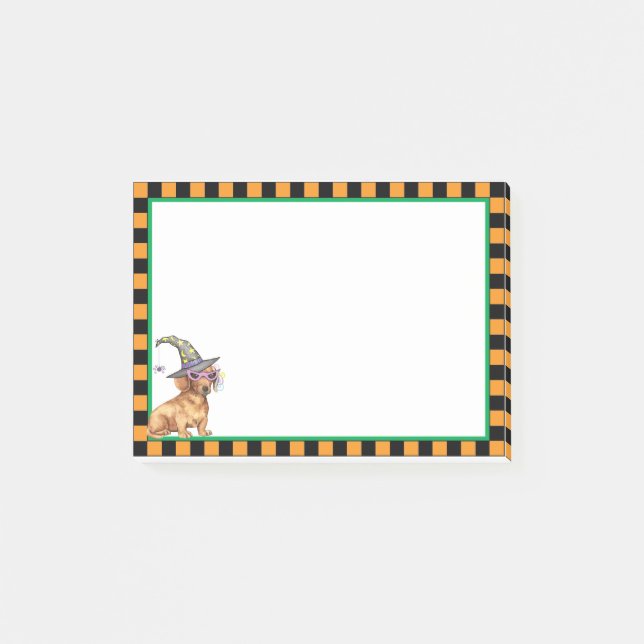 Dackel Hexe Post-it Klebezettel (Vorderseite)