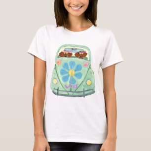 Dackel-Hippies in ihrem Blumen-Liebe-Mobile T-Shirt