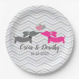 Dackel Hochzeit Personalisierte Dackel Pappteller