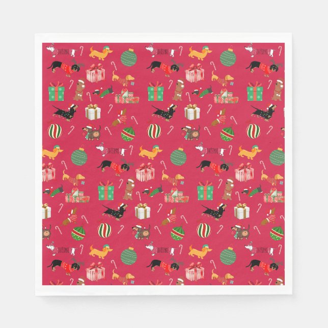 Dackel Holiday Paper Napkins Serviette (Vorderseite)