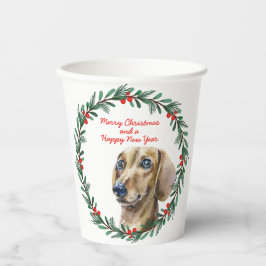 Dackel Holiday Wreath Personalisiert Weihnachten Pappbecher