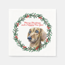 Dackel Holiday Wreath Personalisiert Weihnachten Serviette
