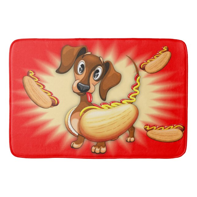 Dackel Hot Dog Badematte (Vorderseite)