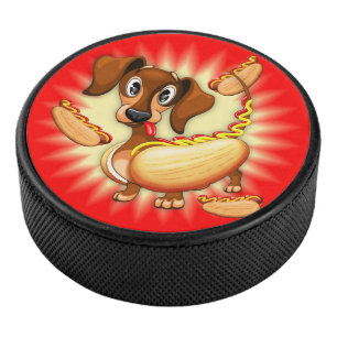 Dackel Hot Dog Eishockey Puck
