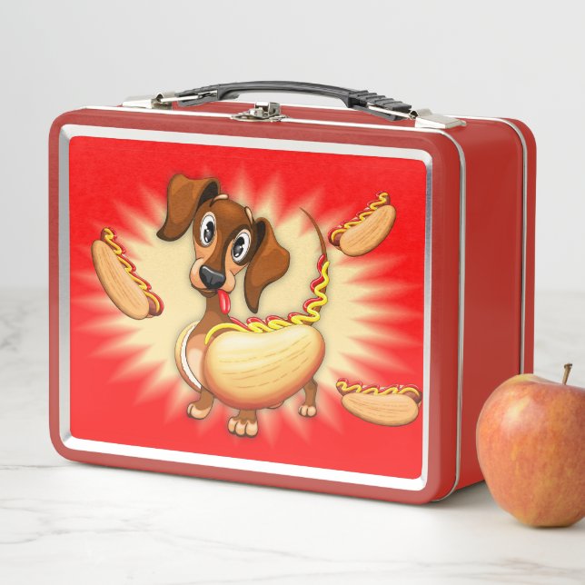 Dackel Hot Dog Metall Brotdose (Beispiel)