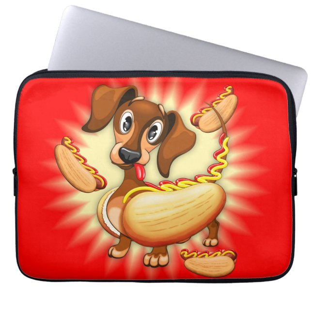Dackel Hot Dog Niedlich und lustig Laptopschutzhülle (Vorderseite)