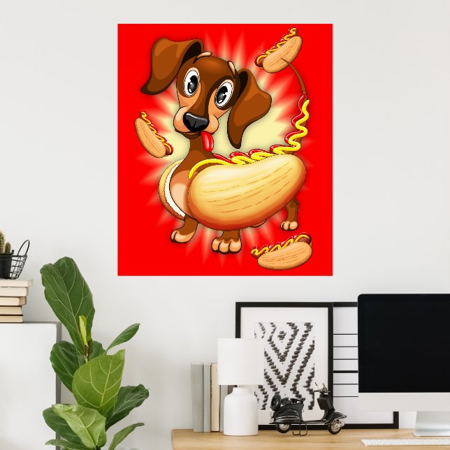 Dackel Hot Dog Poster (Heimbüro)