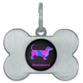 Dackel Hot Pink & Blue Abstrakt Pet Tag Tiermarke