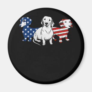 Dackel Hund Amerika Flagge Patriot 4. Magnet