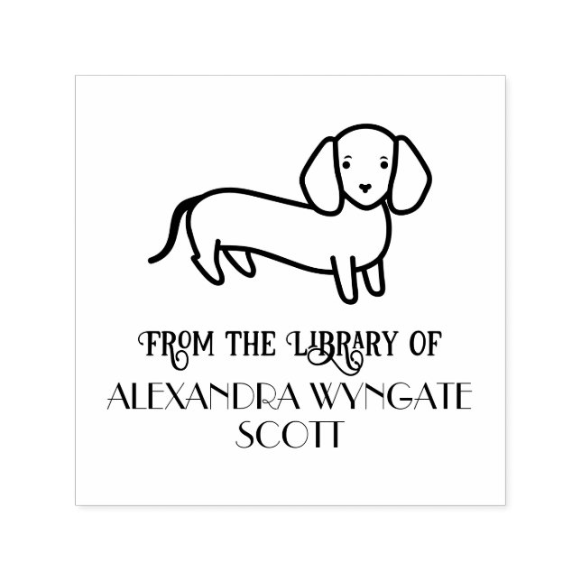Dackel Hund "Aus der Bibliothek" Name Buch Permastempel (Design)
