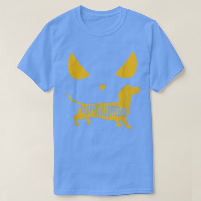 Dackel Hund Dackel Badger Happy Halloweenie Gesich T-Shirt (Design vorne)