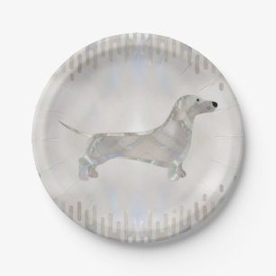 Dackel Hund - Dackel Perle Silhouette Pappteller