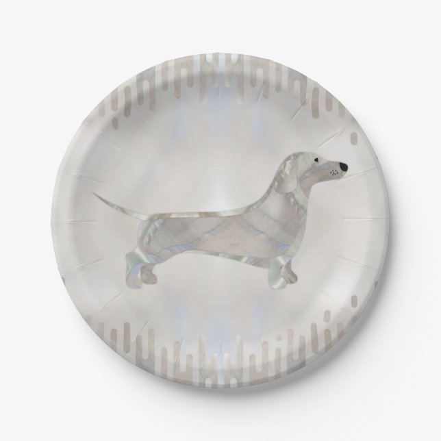 Dackel Hund - Dackel Perle Silhouette Pappteller (Vorderseite)