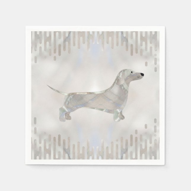 Dackel Hund - Dackel Perle Silhouette Serviette (Vorderseite)