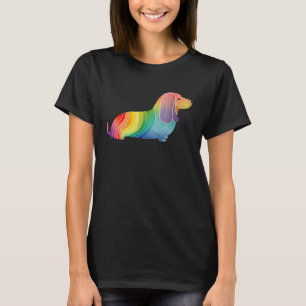Dackel Hund Farbiger Pop Gefärbte Krawatte Regenbo T-Shirt