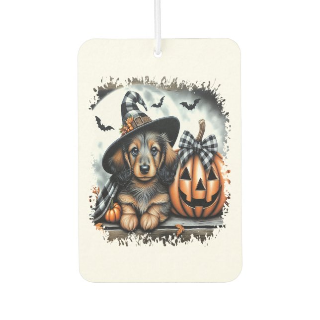 Dackel Hund Halloween Autolufterfrischer (Vorderseite)