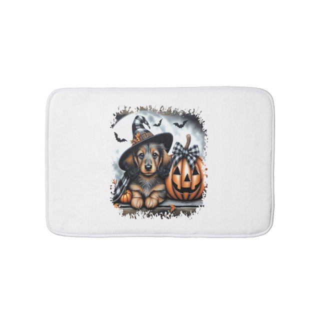 Dackel Hund Halloween Badematte (Vorderseite)