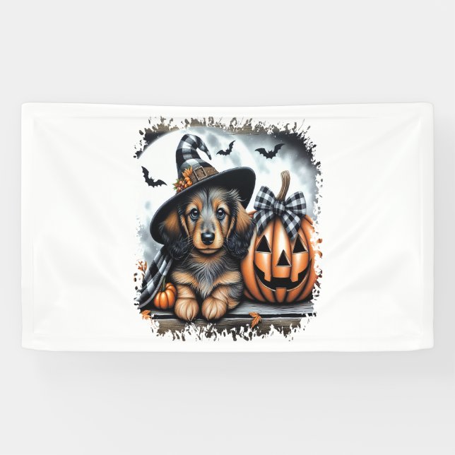 Dackel Hund Halloween Banner (Horizontal)