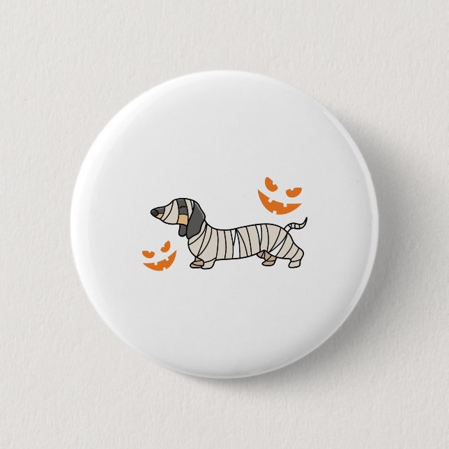 Dackel Hund Halloween Candy Corn Vollmond Button (Vorderseite)