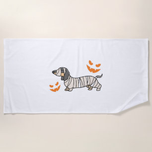 Dackel Hund Halloween Candy Corn Vollmond Strandtuch